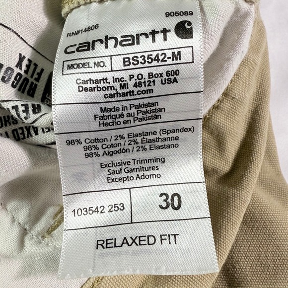 Carhartt Relaxed Fit Cargo Shorts Khaki Men's Size 30 BS3542 M - Picture 5 of 6